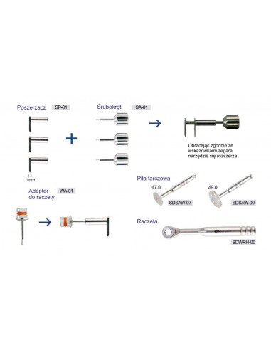 Zestaw do rozszczepiania kości Surgident Bone Spreading kit