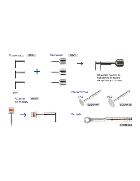 Zestaw do rozszczepiania kości Surgident Bone Spreading kit