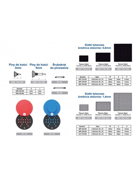Zestaw do pinowania membran Surgident Standard (kit with 20 tacks + 3 different sized mesh)